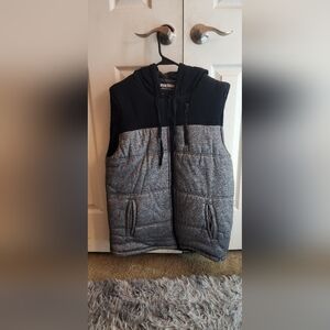 Black and Gray Hooded Vest